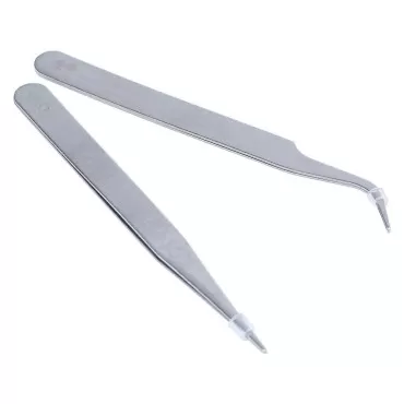 2 Nail Art Tweezers Curved Straight Pointed Ongles...