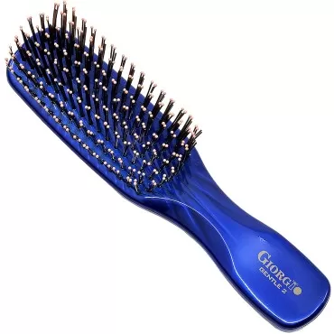 Giorgio GIO2B Blue 6.25 inch Gentle Touch Detangler Hair Brush for Men Women and Kids. Soft Bristles for Sensitive Scalp. Wet and Dry for all Hair Types. Scalp Massager Brush Stimulate Hair Growth