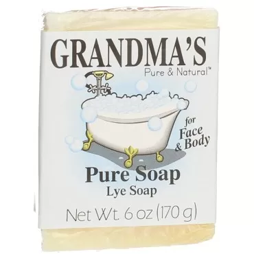 Grandma's Pure Lye Soap Bar, Unscented Face & Body Wash Cleans with No Detergens, Dyes & Fragrances - 60018, Pack of 2