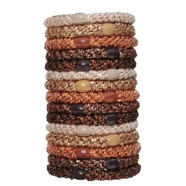 L. Erickson Grab & Go Ponytail Holders, Neutral Metallic, Set of Fifteen - Exceptionally Secure with Gentle Hold