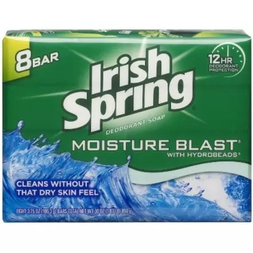 Irish Spring Deodorant Bar Soap Moisture Blast with HydroBeads, 3.75 Oz bars, (Pack of 3)