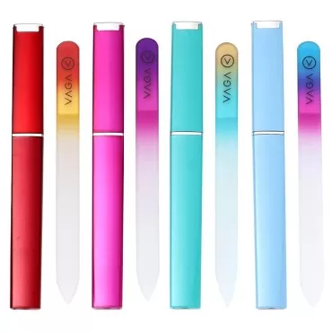 VAGA Glass Nail File with Case 4 Glass Nail Files For Natural Nails and Acrylic Nail filer, Nail Care Set of Crystal Files in Cheeky Colors, Fingernail File for Manicure, Nails Strengthener hardener