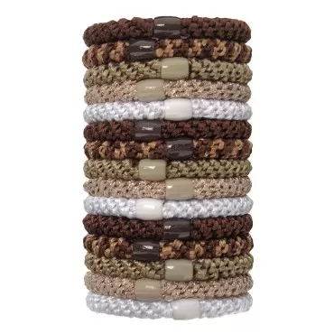 L. Erickson Grab & Go Ponytail Holders, Sand, Set of Fifteen - Exceptionally Secure with Gentle Hold