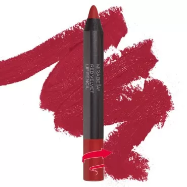 Mirabella Velvet Lip Liner Pencil, Red - Creamy & Long Lasting Lip Crayon - Matte Lip Liner & Crayon Stick - Flawless Finish, Smudgeproof & Easy-To-Use - Paraben & Gluten Free