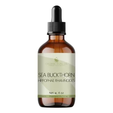 organic pure oil OPO Sea Buckthorn Oil - 4 oz Glass & Dropper - 100% Pure Natural Cold Pressed Unrefined Partially Filtered Extra Virgin Premium Grade for Face Skin Body Hair Nails Cuticles