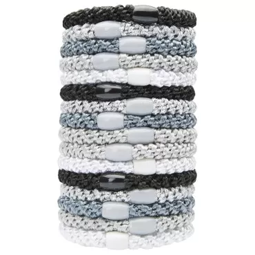 L. Erickson Grab & Go Ponytail Holders, Light Silver Metallic, Set of Fifteen - Exceptionally Secure with Gentle Hold