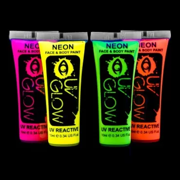 UV Glow Blacklight Face and Body Paint 0.34oz - Neon Fluorescent (0.34 Fl Oz (Pack of 4))