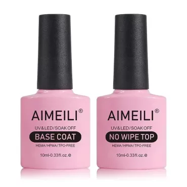 AIMEILI Gel Nail Polish No Wipe Top and Base Coat ...