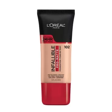 L’Oréal Paris K1828700 Infallible Pro-Matte Liquid Longwear Foundation Makeup, 102 Shell Beige, 1 Fl; Oz.
