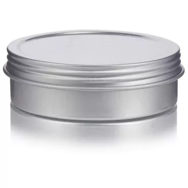 JUVITUS 1 oz Metal Steel Tin Flat Container with Tight Sealed Twist Screwtop Cover (6 pack) + Labels