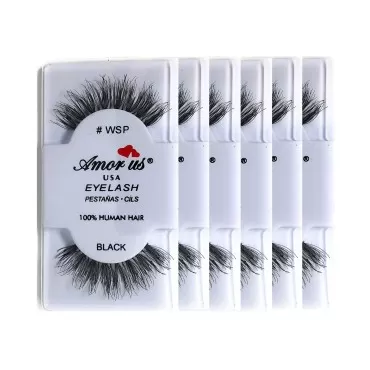 Amorus 100% Human Hair False Eyelashes #WSP - Blac...