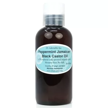 Dr Adorable - 4 oz - Peppermint Jamaican Black Castor Oil - Pure Natural Organic Strengthen Grow & Restore Hair Care