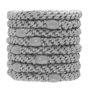 L. Erickson Grab & Go Ponytail Holders, Silver, Set of Eight - Exceptionally Secure with Gentle Hold