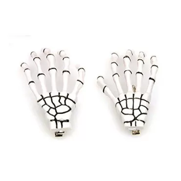 Geoot 1 Pair Trendy Women Skeleton Hand Bone Claw Punk Hair Clip (white)