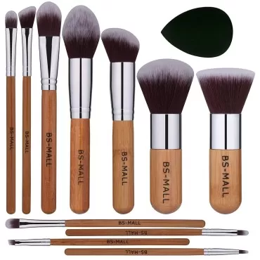 BS-MALL Makeup Brush Set 11Pcs Bamboo Synthetic Ka...