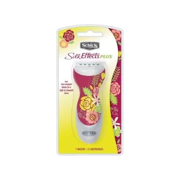 Schick Silk Effects Plus Womans Razor Color: Pink Flowers - 2 Count