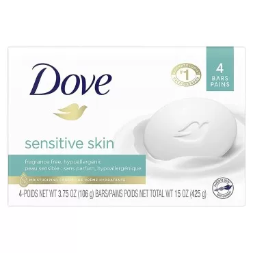 (PACK OF 4 BARS) Dove Unscented Beauty Soap Bar: S...