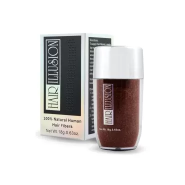 Hair Illusion Auburn Hair Fibers for Thinning Hair - 100% Natural Texture, Non Synthetic Hair Fibers - Bald Spot Cover for Women & Men - 18 Gram