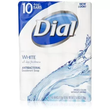 Dial Antibacterial Bar Soap, White, 3.2 Ounce, 36 Bars