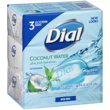 Dial Glycerin Bar Soap, Coconut Water, 4-Ounce Bars, 3 Count (Pack of 6)