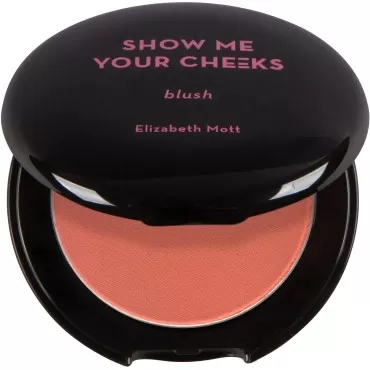 Elizabeth Mott Natural Pink Blush Makeup - Show Me Your Cheeks Blush Natural Glow - Cruelty Free - Buildable & Blendable Cheek Blush with a Light Shimmer - Compact Blusher, Peach Pink