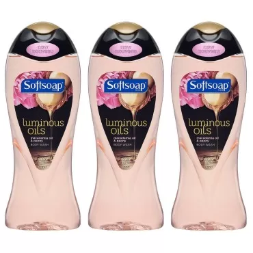 Softsoap Body Wash - Luminous Oils - Macadamia Oil & Peony - Net Wt. 15 FL OZ (443 mL) Per Bottle - Pack of 3