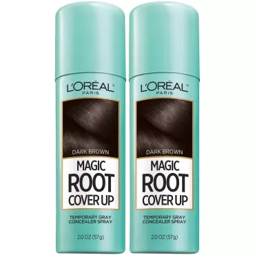 L'Oreal Paris Root Cover Up Temporary Gray Concealer Spray Dark Brown 2 Oz (Pack of 2) (Packaging May Vary)