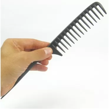 Carbon Wide Tooth Rake Comb with Tail - Natural Te...