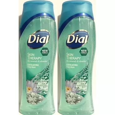 Dial Exfoliating Body Wash - Skin Therapy - Himalayan Salt & Exfoliating Beads - Net Wt. 16 FL OZ (473 mL) Per Bottle - Pack of 2