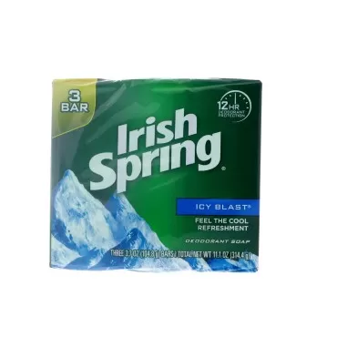 Irish Spring Deodorant Bar Soap, Icy Blast, 3.75 oz bars, 3 ea (Pack of 5)