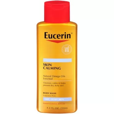 Eucerin Skin Calming Dry Skin Body Wash with Natural Omega Oils Fragrance Free, 8.4 Fluid Ounce