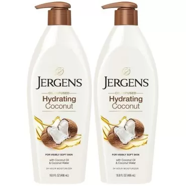 Jergens Hydrating Coconut 16.8 Ounce Lotion Pump (496ml) (2 Pack)
