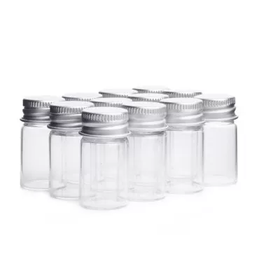 10Pcs/7ML Empty Sample Glass Bottles Jars Vials Case Container with Screw Caps,Transparent