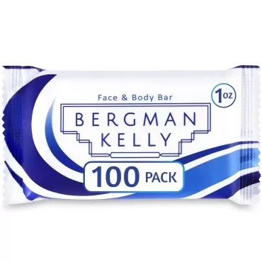 BERGMAN KELLY Hotel Soap Bars (White Tea, 1 oz, 100 PK), Travel Size Luxury Bulk Amenities Bar Soap, Small Individually Wrapped Rectangular Soap, Small Toiletries for Airbnb, Motel, Guest Bath