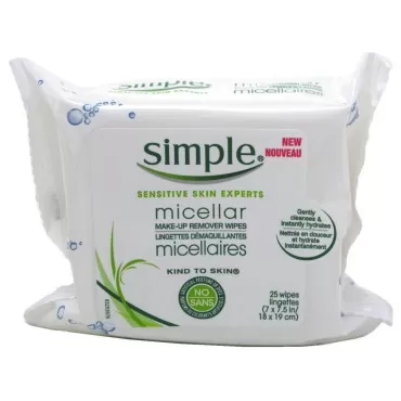 Simple Micellar Makeup Remover Wipes 25 Count(Pack...