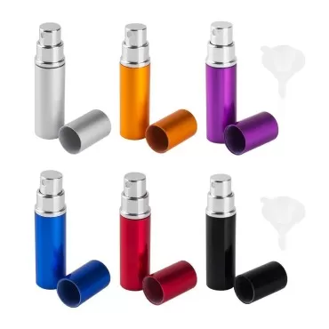 DE 6pcs 5ml Portable Mini Refillable Perfume Scent Aftershave Atomizer Empty Spray Bottle with 2 Funnel Filler for Travel Purse