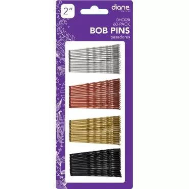 Diane Fromm 60 Pack Bob Pins 2'' Assorted Colors/Colores Variados Black Silver Copper Gold DHC020