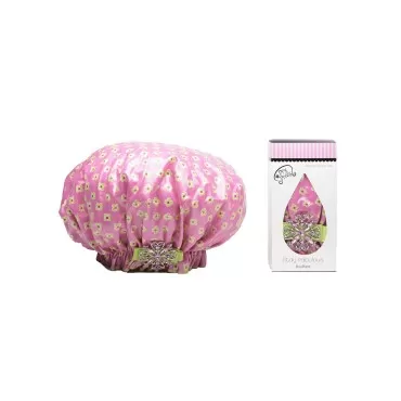 Dry Divas Designer Shower Cap For Women - Washable, Reusable - Large Bouffant Cap With Vintage Jeweled Brooch (He Loves Me, He Loves Me Not)