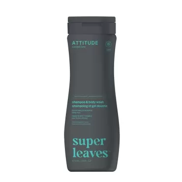 ATTITUDE 2in1 Shampoo and Body Wash, EWG Verified, Plant and Mineral-Based, Vegan Personal Care Products, Black Willow and Aspen, 16 Fl Oz