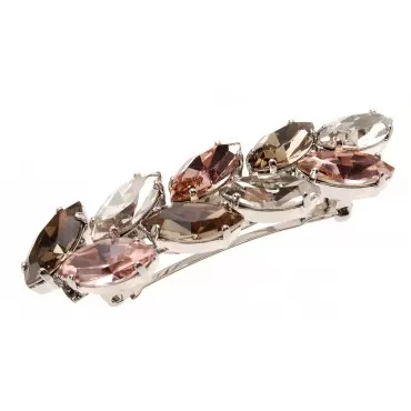L. Erickson Small Ivy Crystal Barrette - Vintage Rose/Greige/Silver Shade/Silver