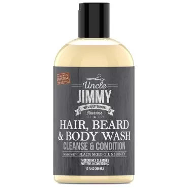 Uncle Jimmy Hair, Beard & Body Men's Wash | Sulfate Free, Paraben Free, with Naturally Derived Clean Ingredients Leaving Skin Soft and Hydrating 12 Fl Oz