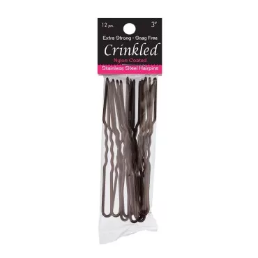 Marilyn Faye's U-Shaped Crinkled Hair Pins (Set of 12) (3 inch, Brown)