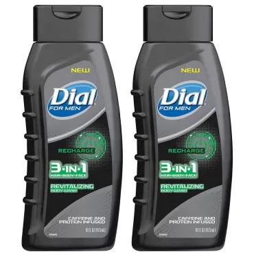 Dial for Men 3 in 1 Hair + Body + Face Revitalizing Body Wash, 16 Fl. Oz. (Pack of 2)
