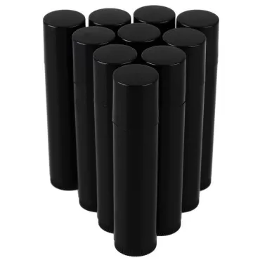 HugeStore 5ML Empty Black Plastic Lip Balm Tubes Containers Lip Gloss Storage Container Holder with Caps 25 Pcs
