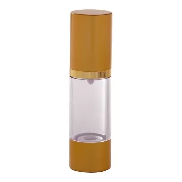 JUVITUS 1 oz Gold Airless Pump Bottle Refillable Container (2 Pack) + Travel Bag for home or travel