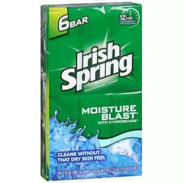 Irish Spring Deodorant Soap Bars Moisture Blast - 6 bars, Pack of 2