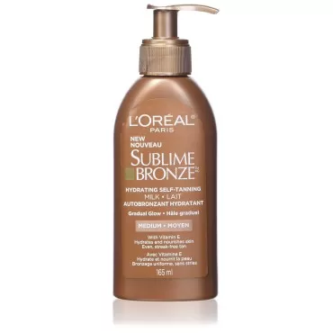 L'Oreal Paris Skincare Sublime Bronze Hydrating Sunless-Tanning Milk Medium, Sunless tanning lotion, 5.5 fl. oz.