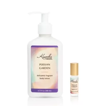 Kuumba Made, Fragrance Gift Set One Persian Garden Fragrance oil with roll on applicator and One Persian Garden Lotion 6oz, 2 Count