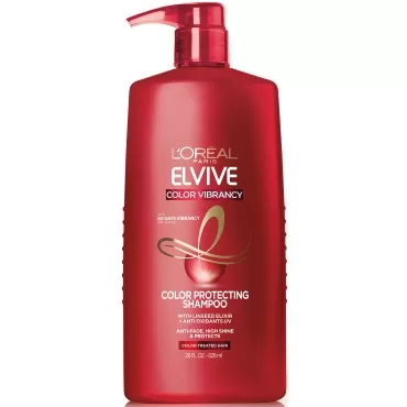 L’Oréal Paris Elvive Color Vibrancy Protecting Shampoo, for Color Treated Hair, Shampoo with Linseed Elixir and Anti-Oxidants, for Anti-Fade, High Shine, and Color Protection, 28 Fl Oz