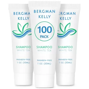 BERGMAN KELLY Travel Size Hotel Shampoo (1 fl oz, 100 PK, White Tea), Delight Your Guests with Revitalizing and Refreshing Shampoo for Guest Hospitality, Mini & Small Size Luxury Shampoo in Bulk